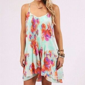 Buddy Love Watercolor Lilly High Low  Multicolor Mini Dress